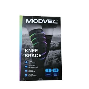 NEW! Modvel Knee Brace 2 Pack Size Small Black Compression 3D Knit